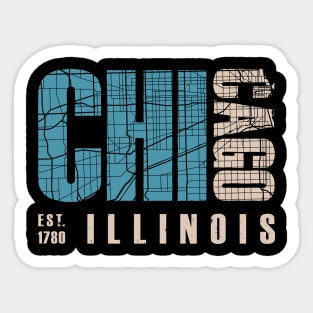 Chicago illinoise city map typography-EST 1780 Sticker